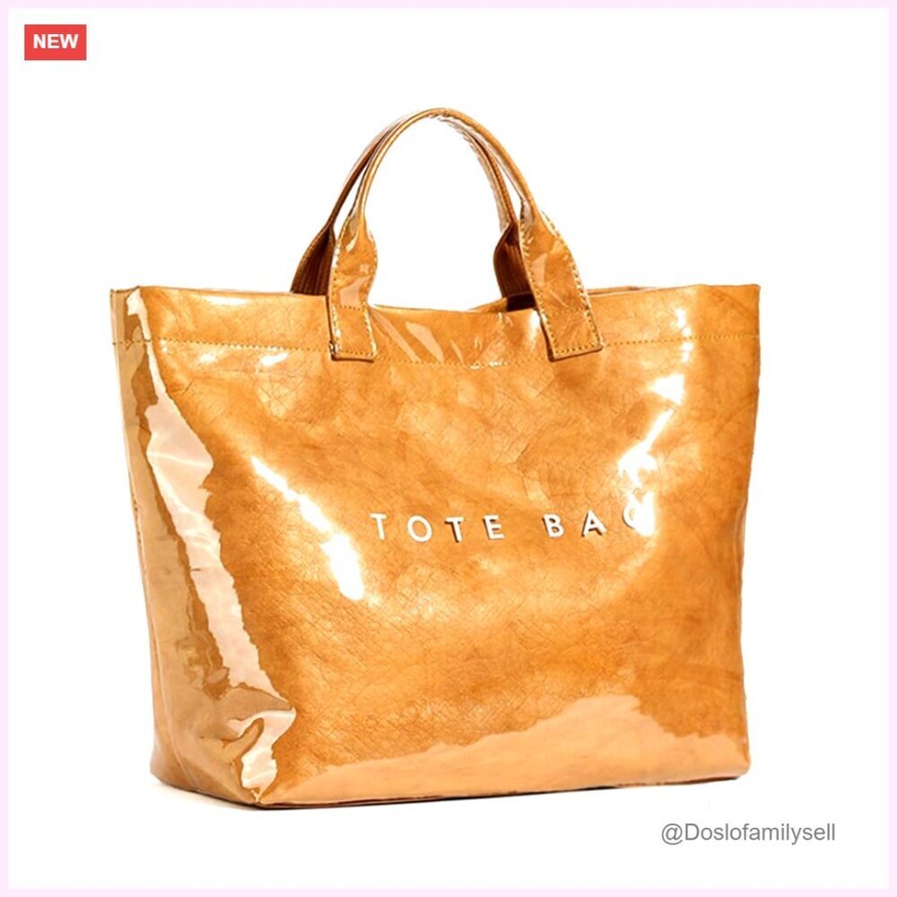 Large Clear PVC Tote Bag with Letters Print, Paper Material Shoulder Hobo